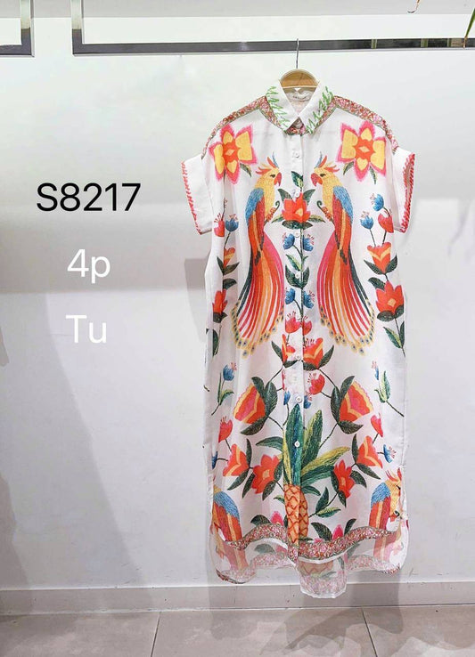 Shirt dress with a print