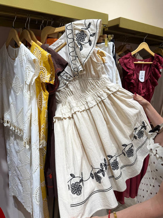 A dress made from a linen and viscose blend