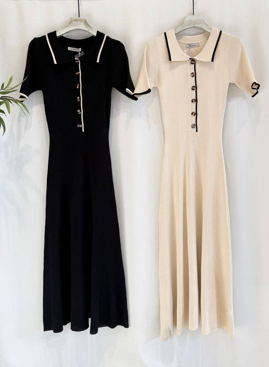 Polo-style knitted dress