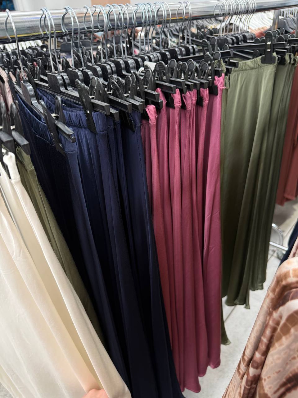 Silk skirt in khaki color