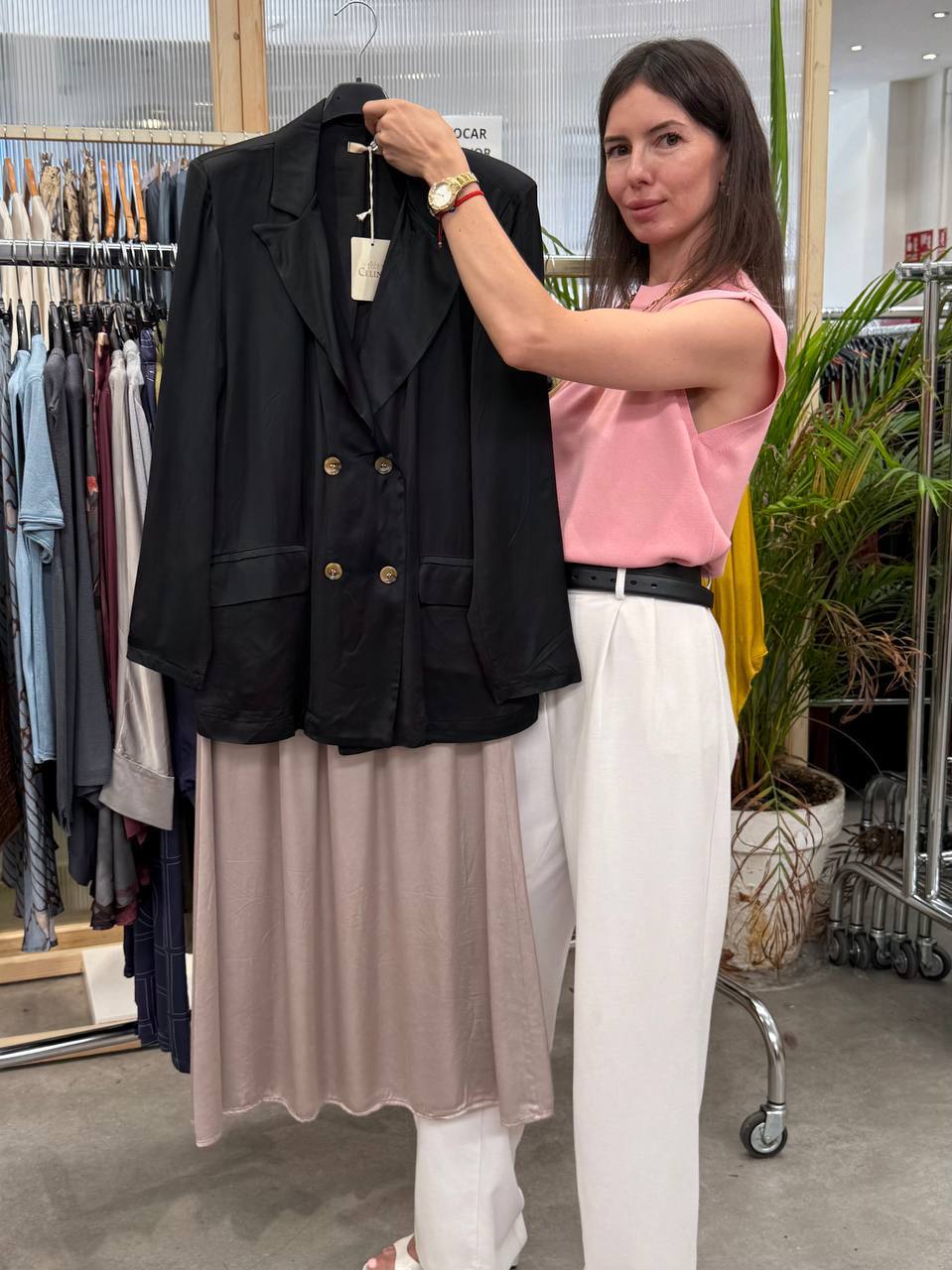 Blazer and midi skirt
