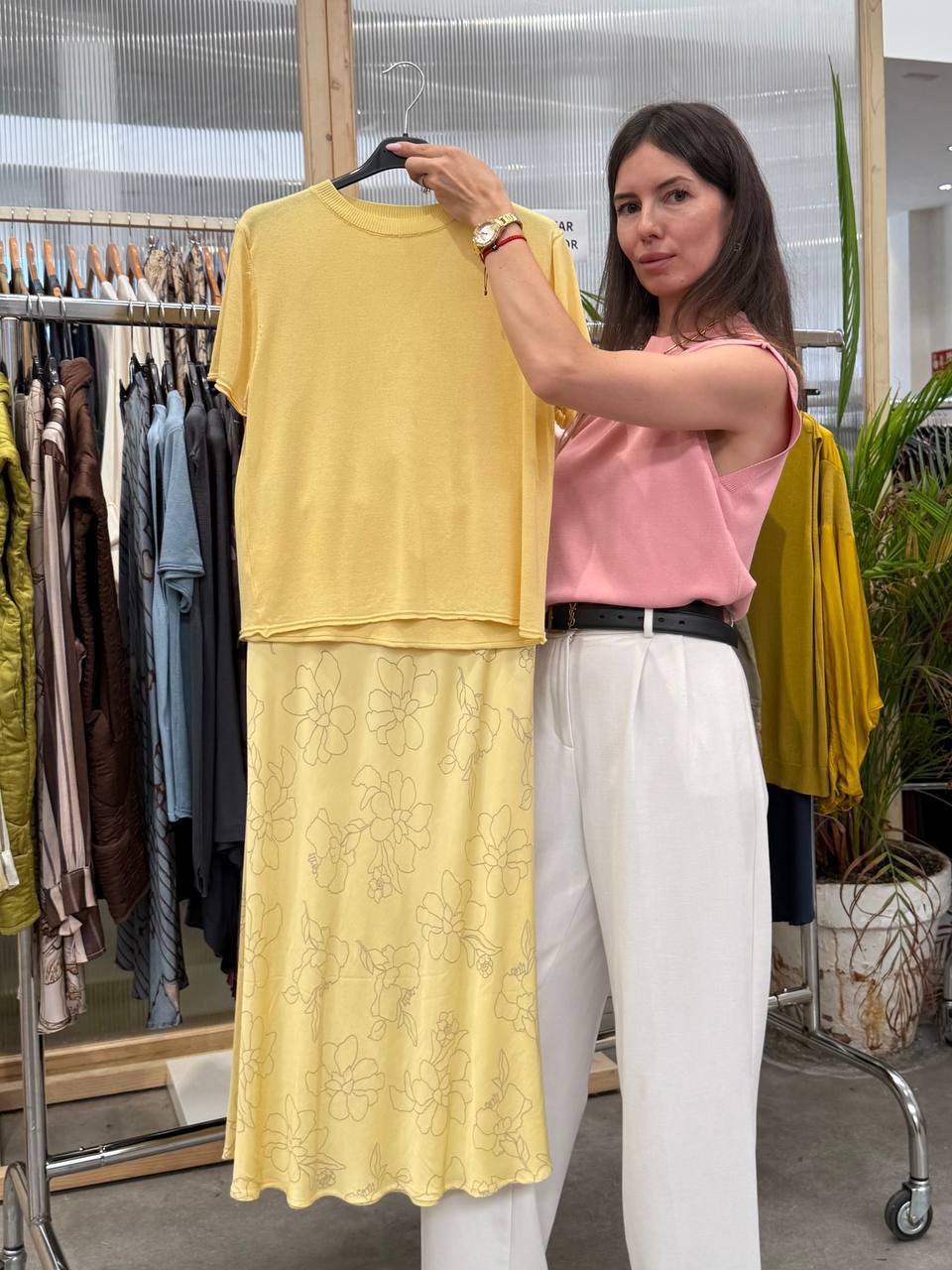 Knitted T-shirt and skirt
