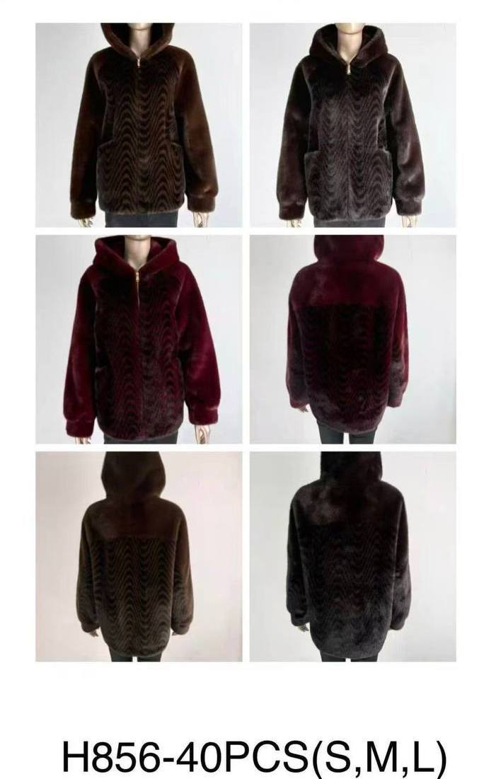 Eco-fur coat with zipper