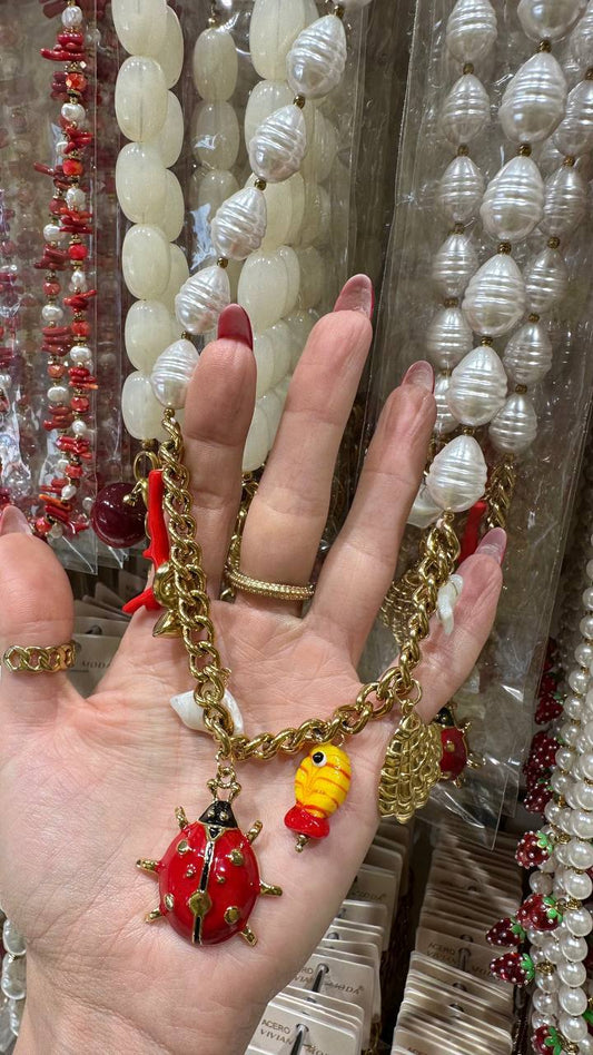Necklaces in summer and marine themes