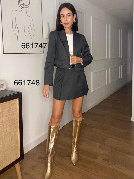 Shortened jacket and skirt