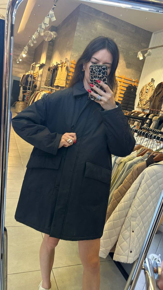 Quilted trench coat.