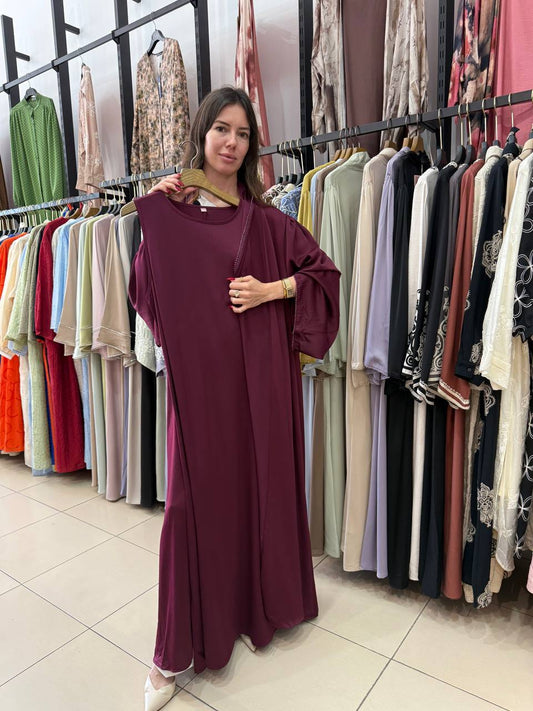 Kimono and satin dress