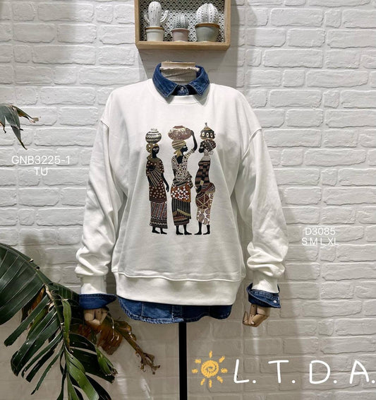 Loose-fitting cotton sweatshirt