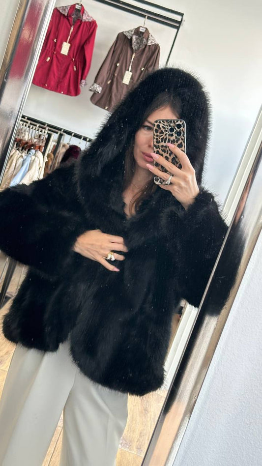 Fox fur coat.