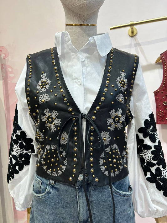 Spectacular eco-leather waistcoat