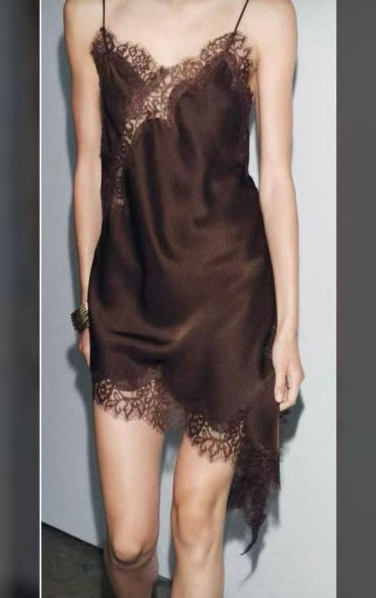 Slip Dress with Lace Trim