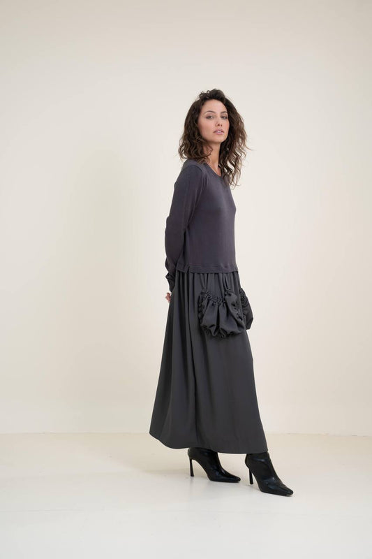 Loose-Fit Full-Length Dress with Voluminous Pockets