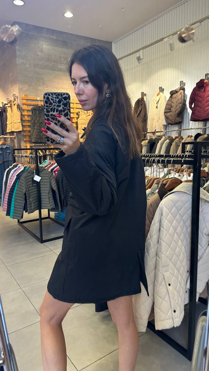 Quilted trench coat.