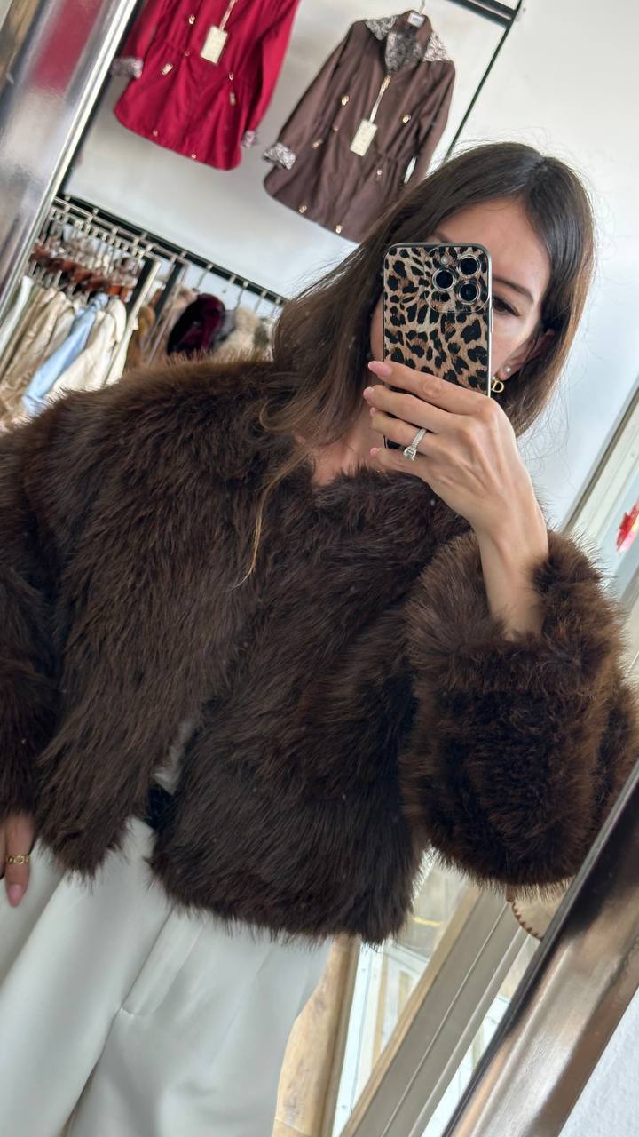 A shortened fox fur coat.