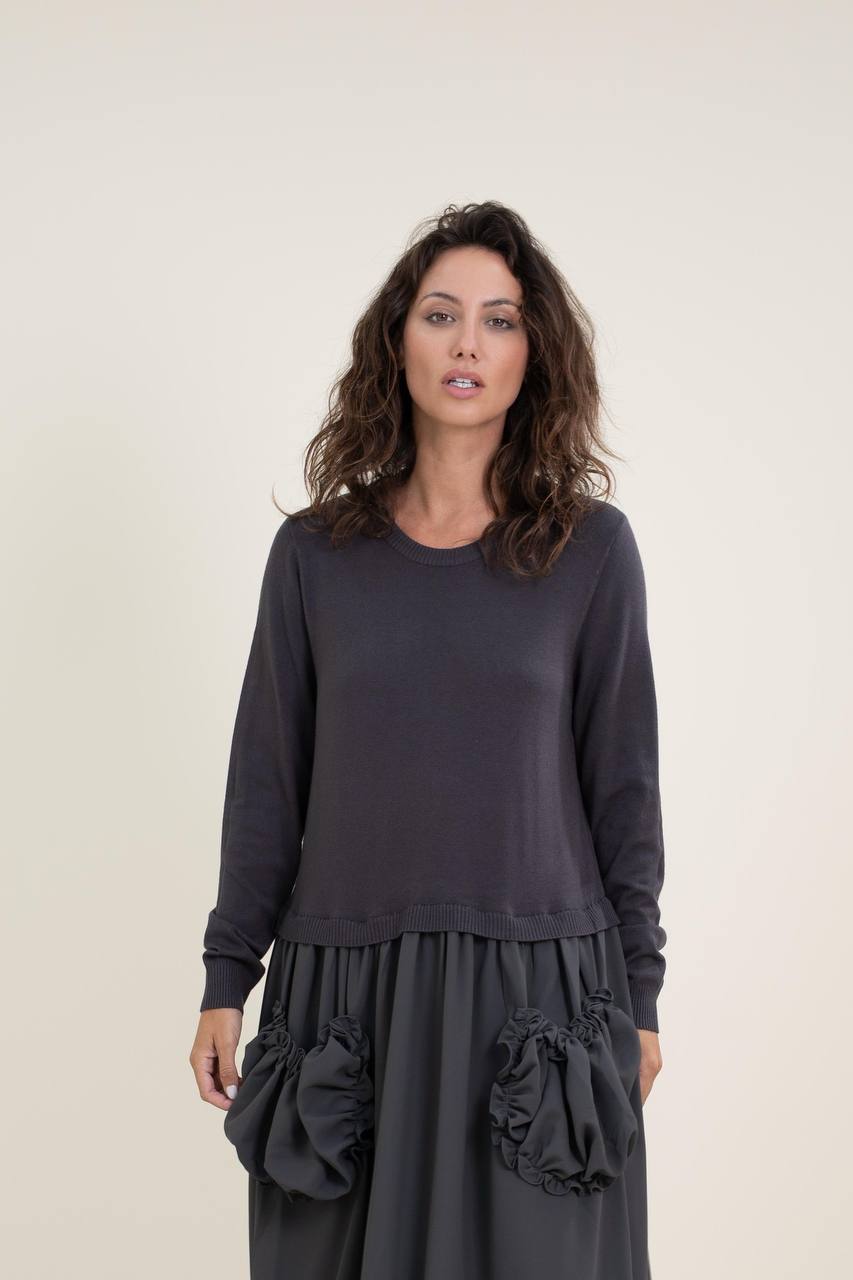 Loose-Fit Full-Length Dress with Voluminous Pockets