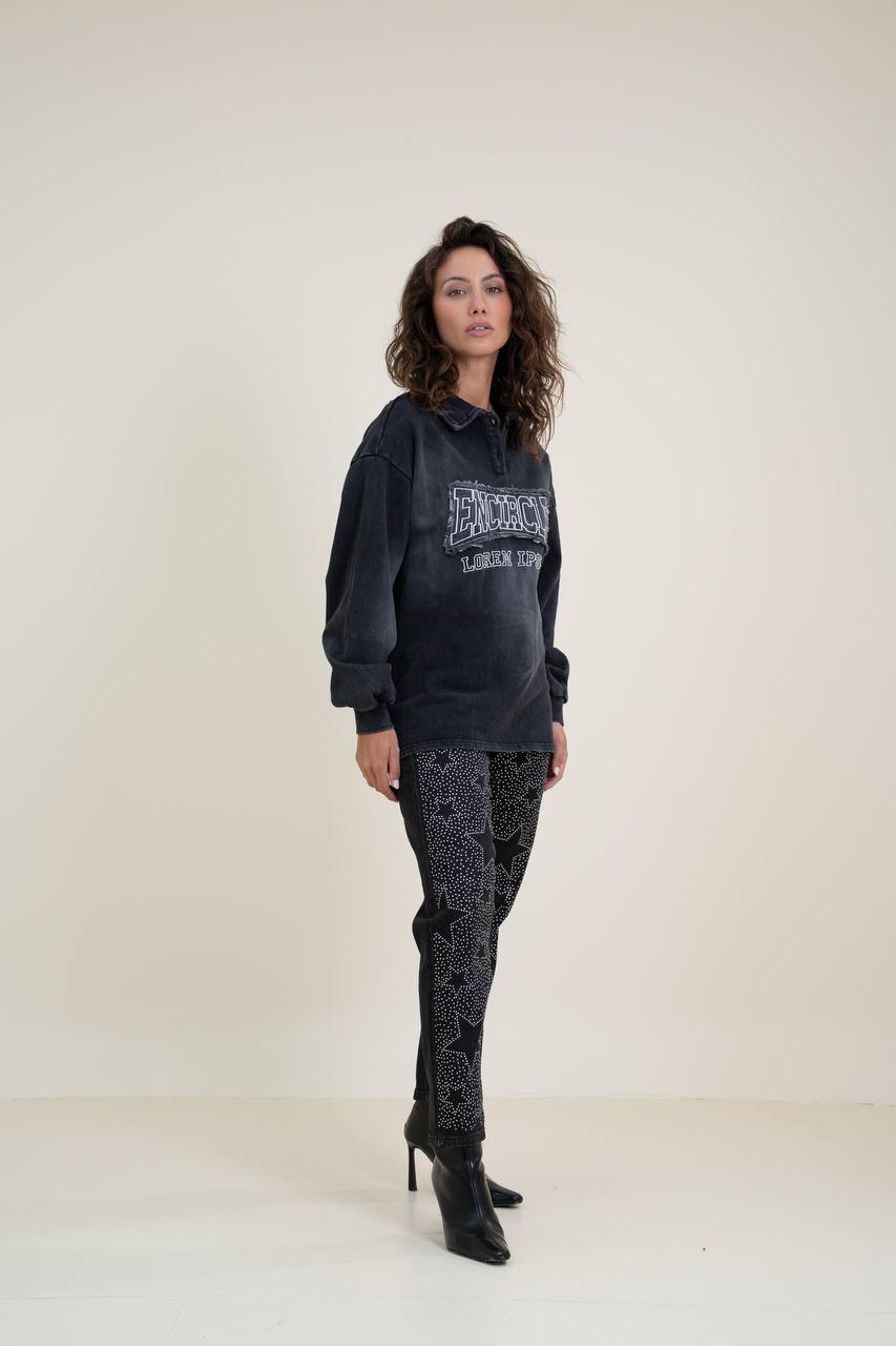 Stylish Polo-Style Sweater - 100% Cotton