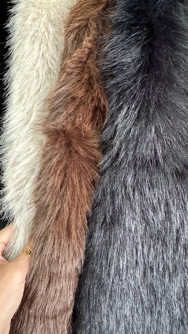 A shortened fox fur coat.
