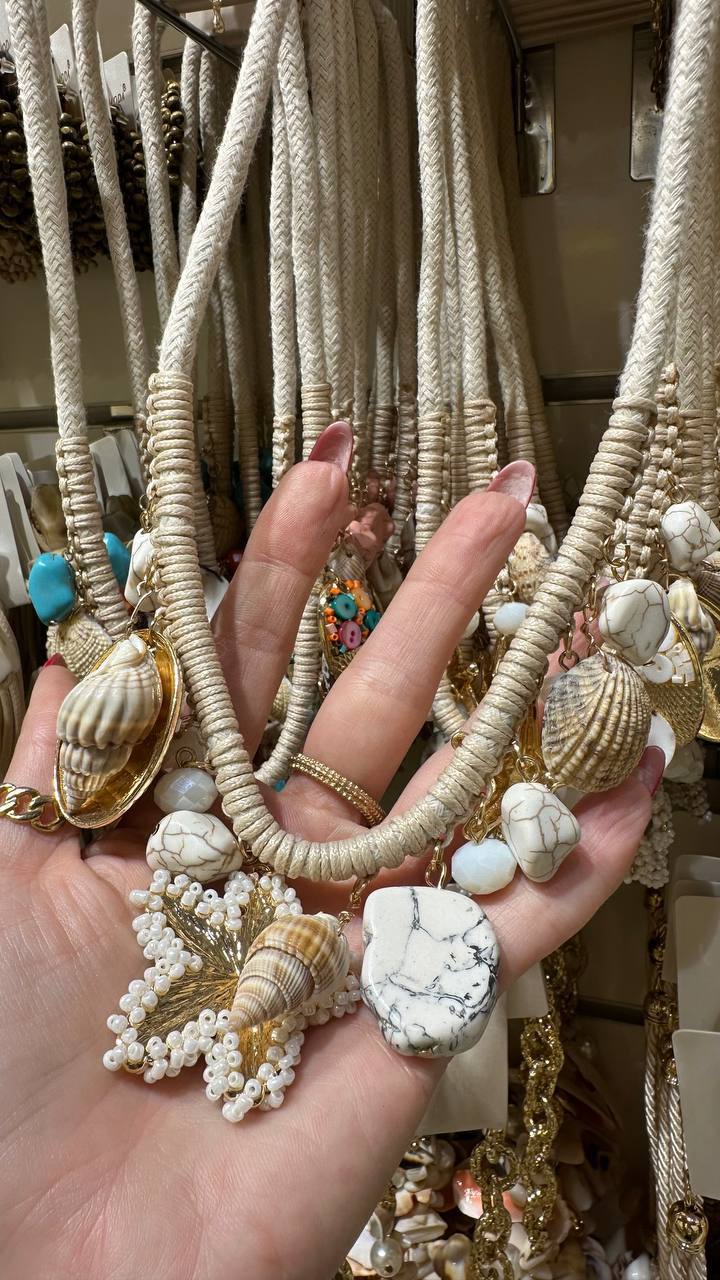 Necklaces in summer and marine themes