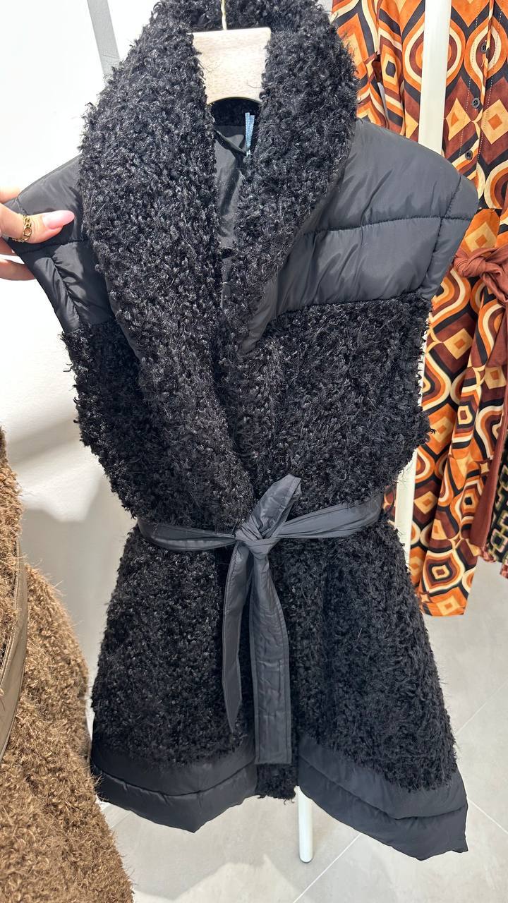 Extended lamb fur vest