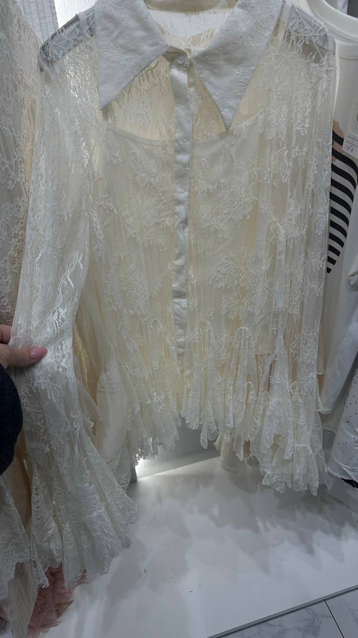 Chiffon Blouse with Voluminous Sleeves