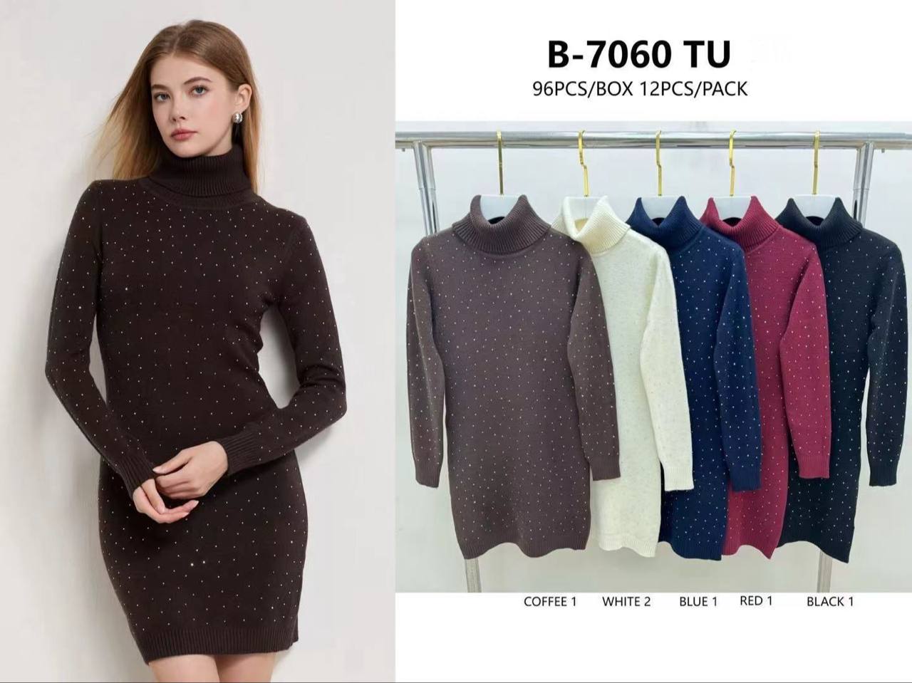 Knit Dress with Rhinestones