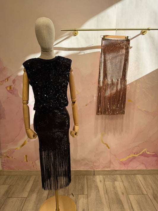 Sequined Tassel Skirt