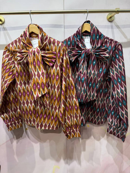 Cotton Blouse with a Voluminous Bow