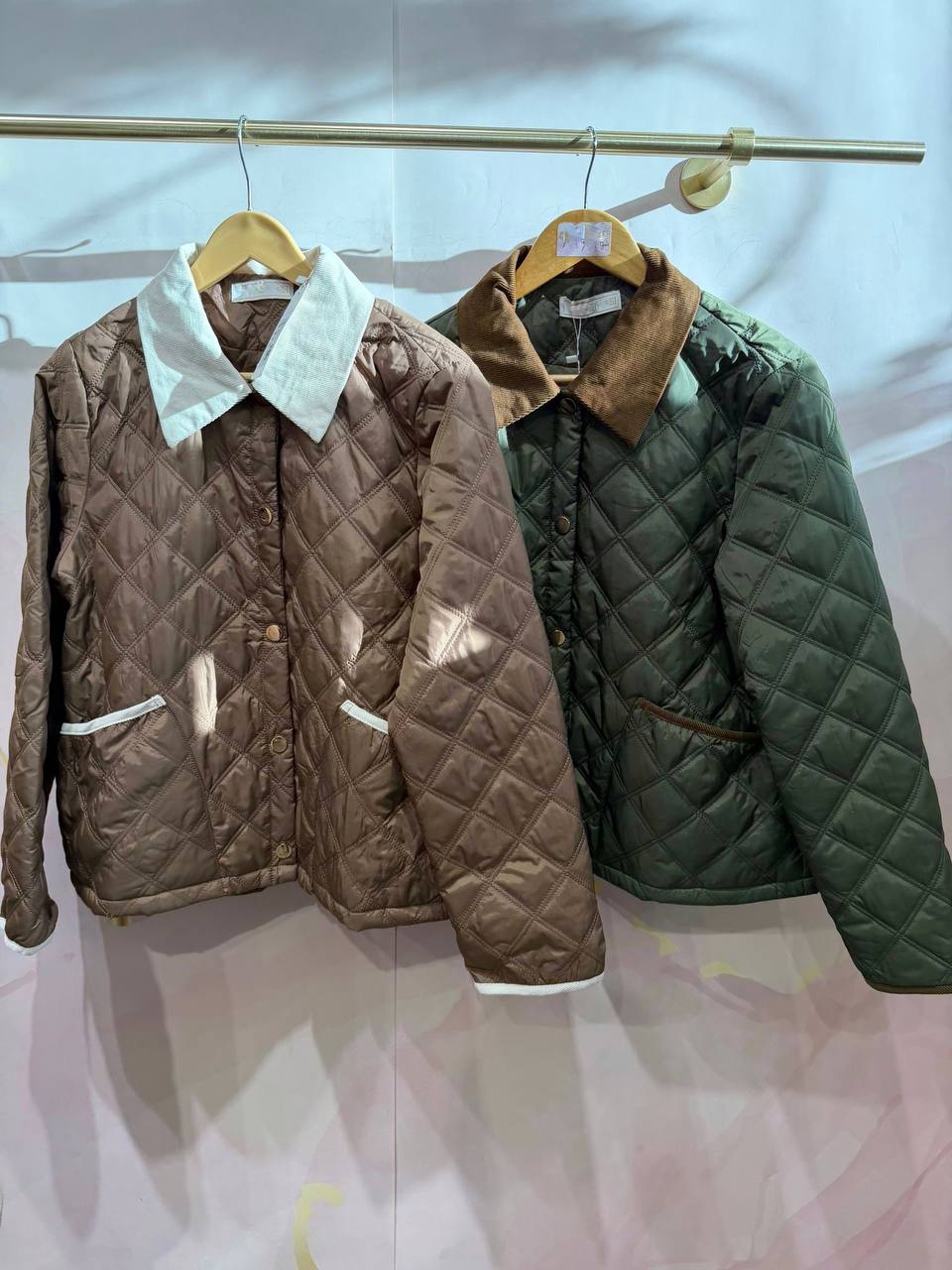 Quilted Jacket with Mixed Collar