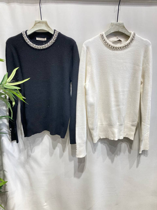 Basic Jumper with Beaded Collar