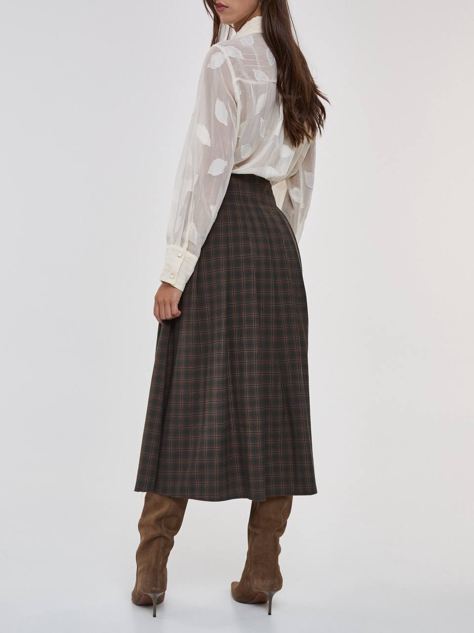Mid-Length Plaid Skirt