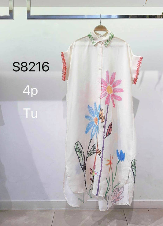 Shirt dress with a print