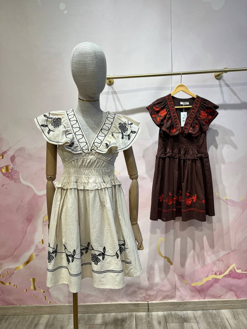A dress made from a linen and viscose blend
