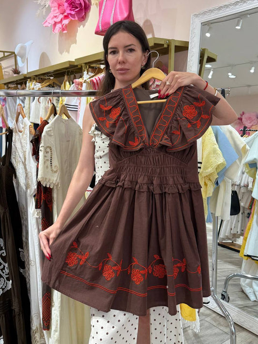 A dress made from a linen and viscose blend