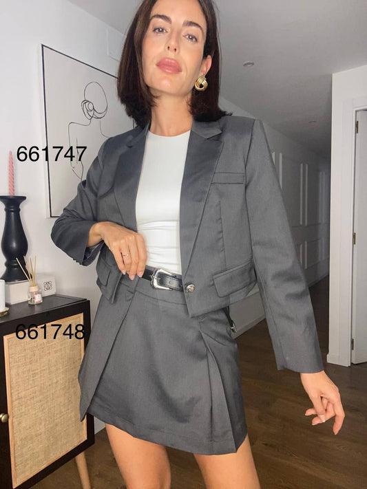 Shortened jacket and skirt