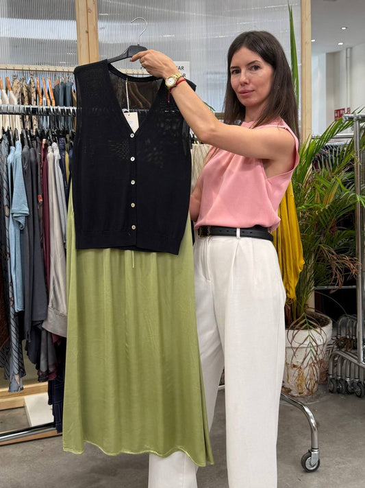 Vest and midi skirt