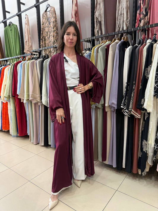 Kimono and satin dress