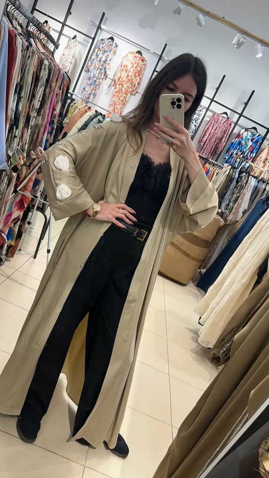 Flowing satin kimono with a train