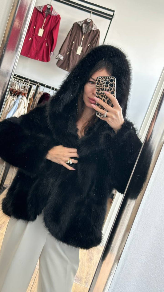 Fox fur coat.