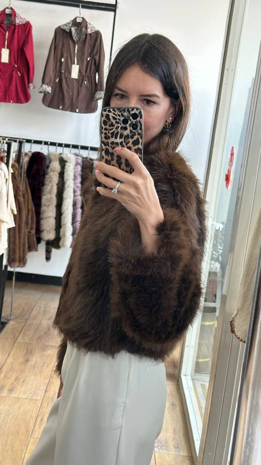 A shortened fox fur coat.