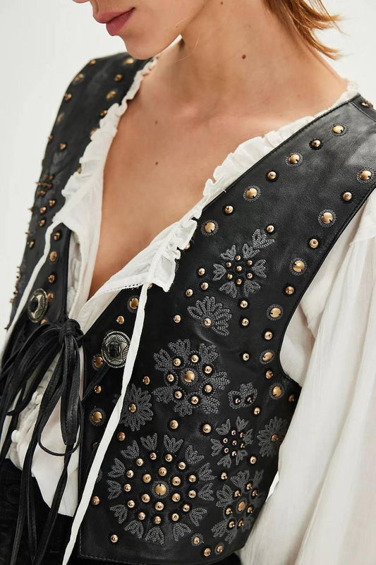 Spectacular eco-leather waistcoat