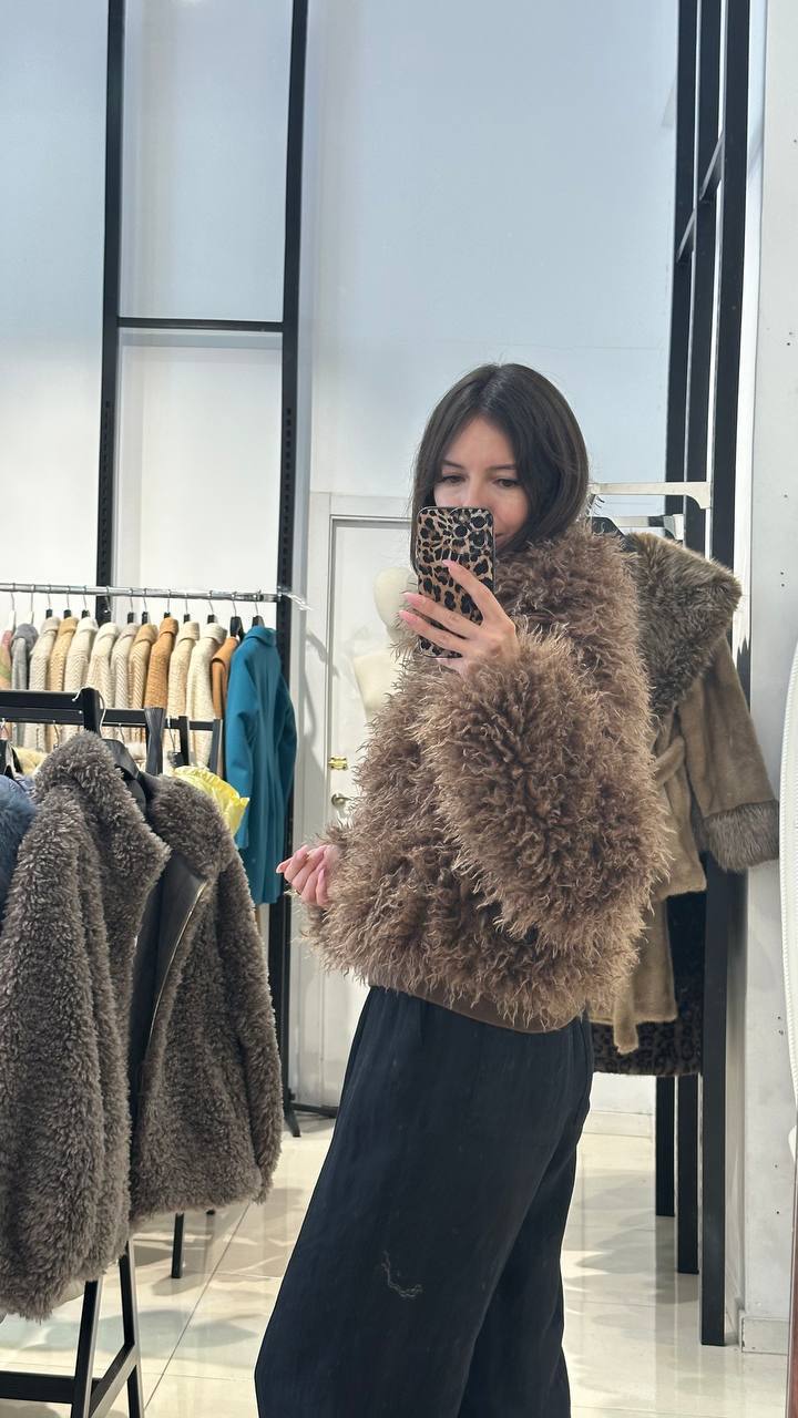 Bomber-style fur coat