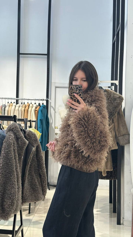 Bomber-style fur coat