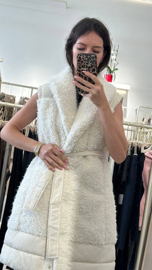 Extended lamb fur vest