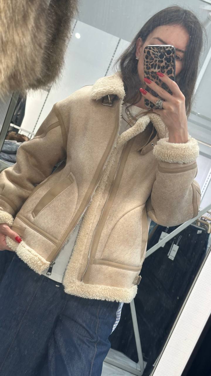 Aviator shearling coat