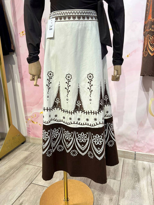 Cotton Midi Skirt with Embroidery