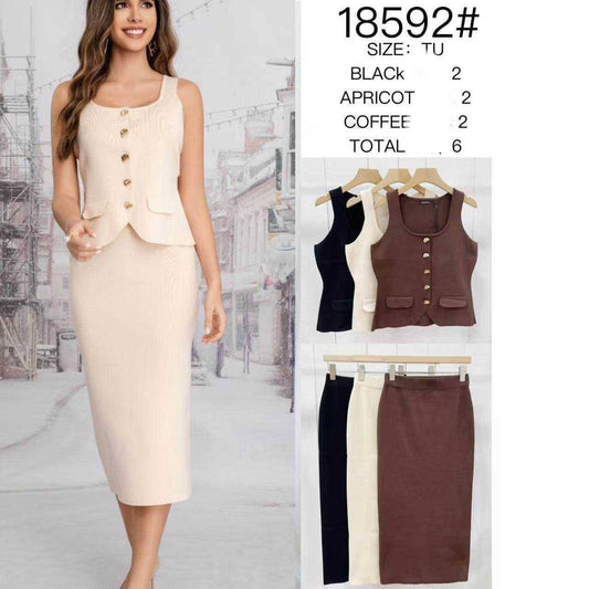 Knitted Suit: Vest + Midi Skirt
