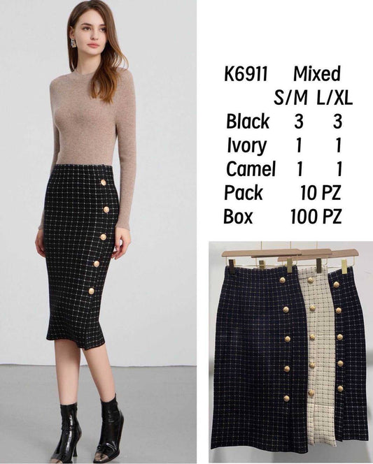 Fitted Knitted Midi Skirt
