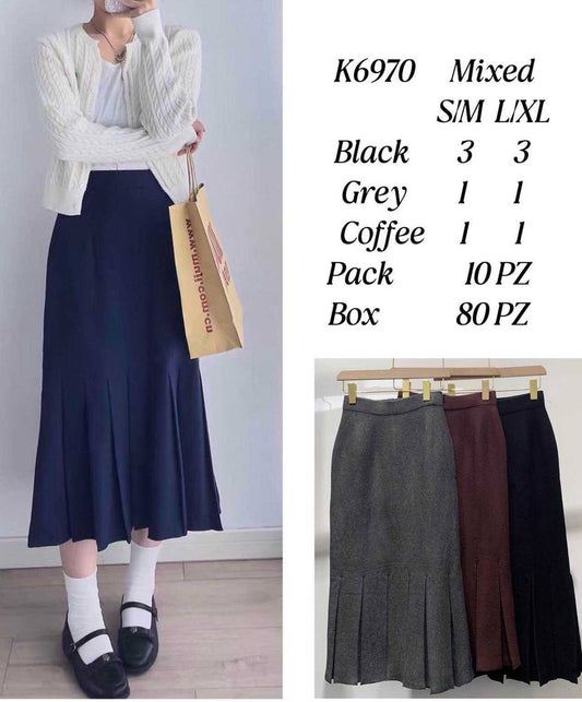 Knitted Midi Skirt with Elastic Waistband