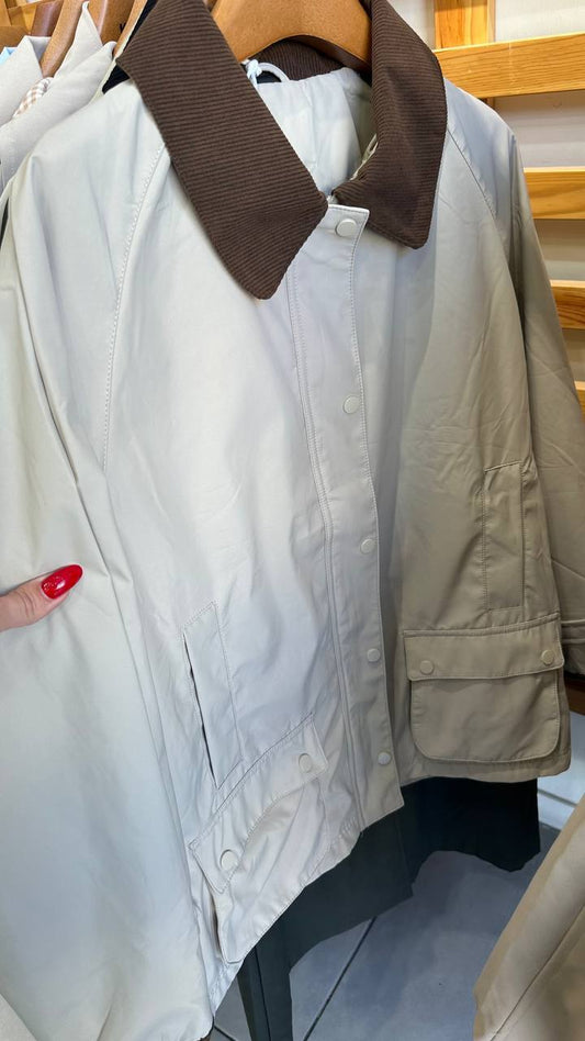 Windbreaker with Velour Collar and Sleeve Trim