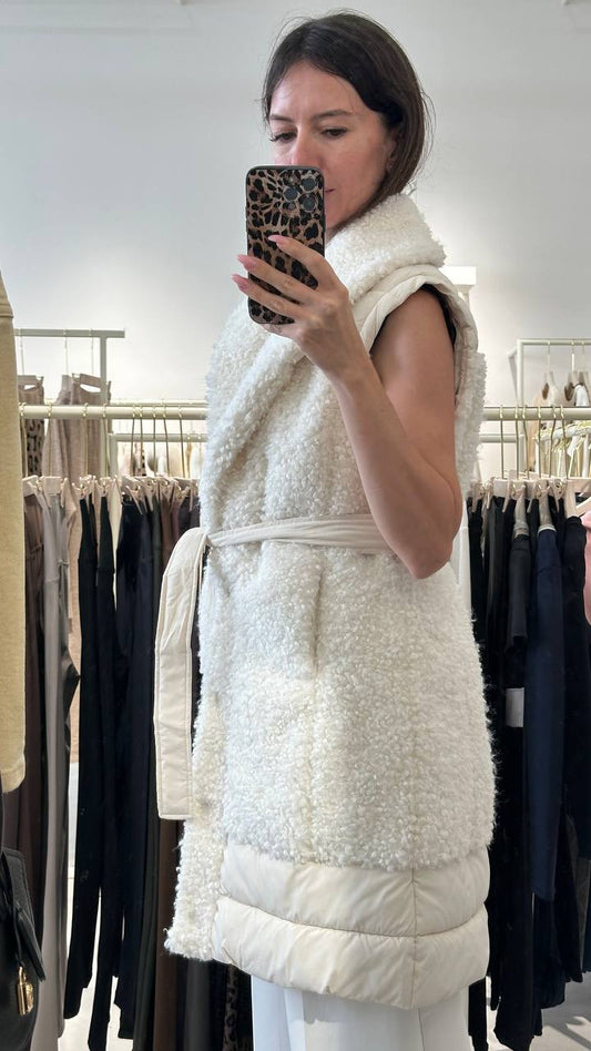 Extended lamb fur vest